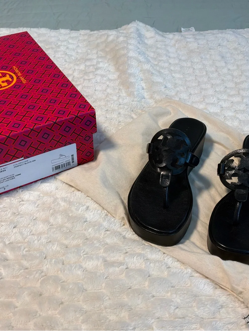 Tory Burch Perfect Black Miller Wedge Sandals